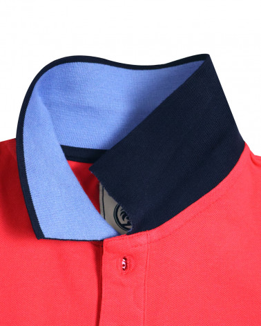 revers de col du Polo manches courtes Lorenzo Otago rugby corail pour homme