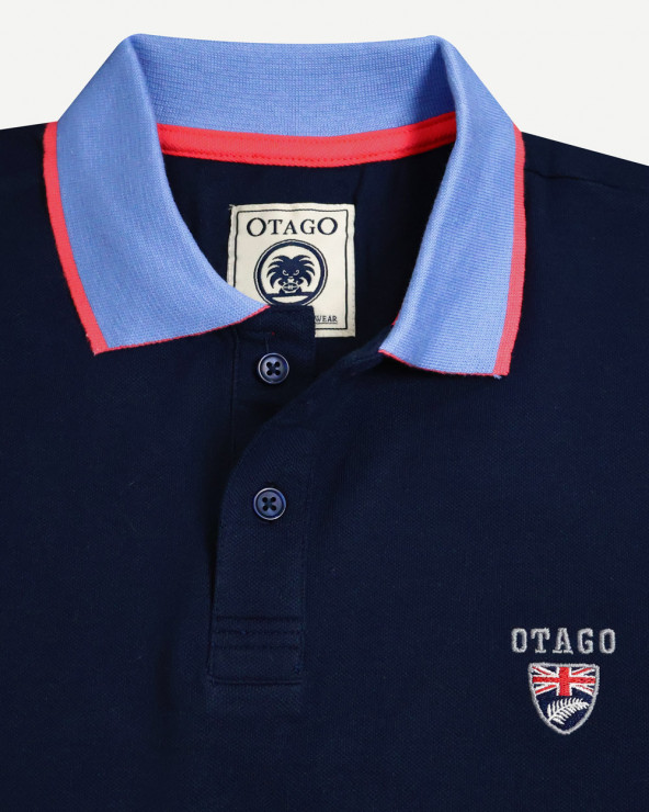 col du Polo manches courtes Lorenzo Otago rugby marine pour homme