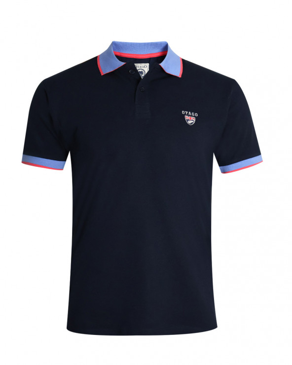 face du Polo manches courtes Lorenzo Otago rugby marine pour homme