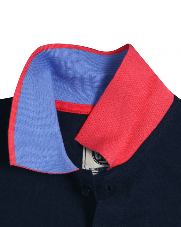 revers de col du Polo manches courtes Lorenzo Otago rugby marine pour homme