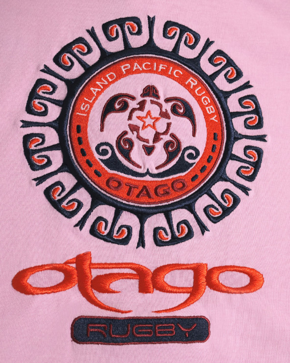 broderie dos du Polo manches courtes Maungatu Otago rugby rose pour homme