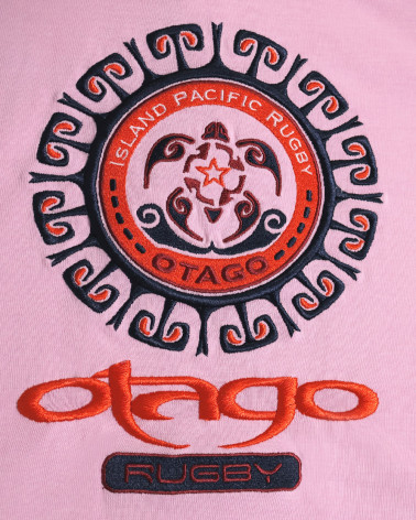 broderie dos du Polo manches courtes Maungatu Otago rugby rose pour homme
