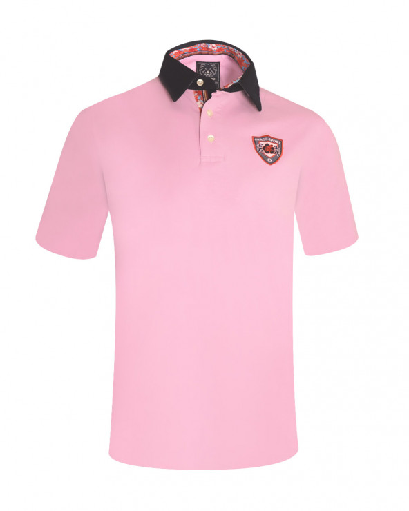 face du Polo manches courtes Pacitort Otago rugby rose pour homme