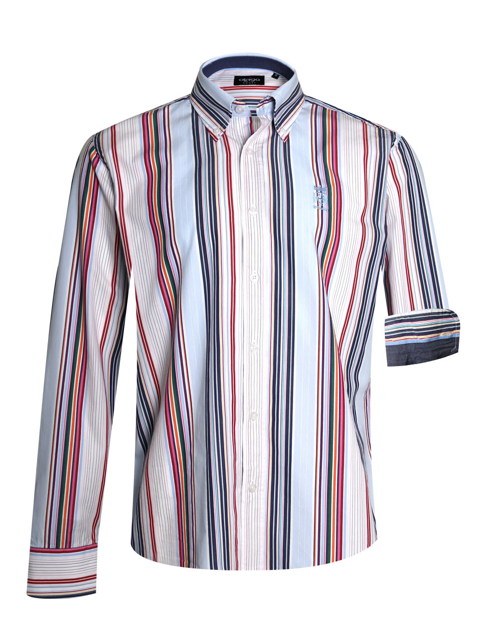 face de la Chemise manches longues pour homme 290 Otago rayée bleu ciel