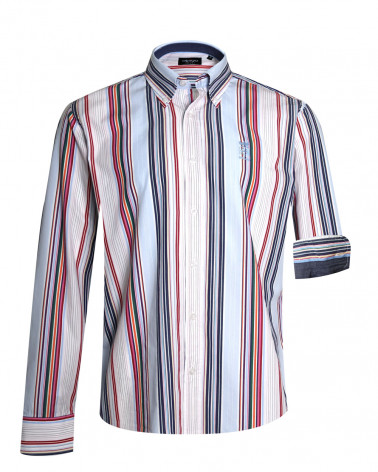 face de la Chemise manches longues pour homme 290 Otago rayée bleu ciel