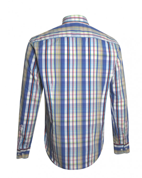 dos de la Chemise manches longues pour homme 288 Otago bleue à carreaux