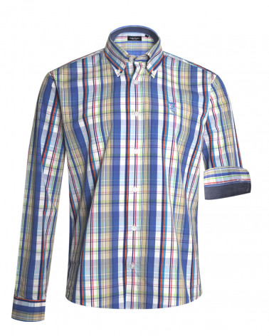 face de la Chemise manches longues pour homme 288 Otago bleue à carreaux