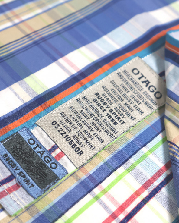 patte de la Chemise manches longues pour homme 288 Otago bleue à carreaux