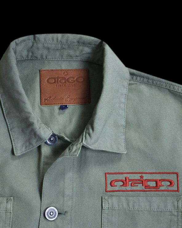 col de la Veste Toile Boutonnée Otago Rugby kaki pour Homme