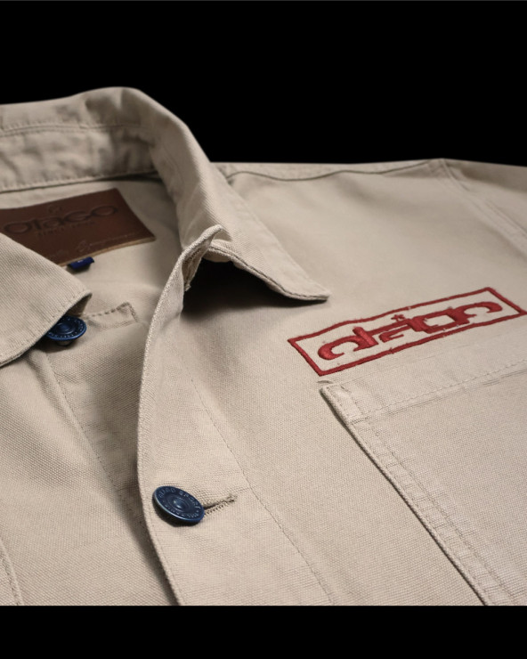 détail de la Veste Toile Boutonnée Otago Rugby beige pour Homme