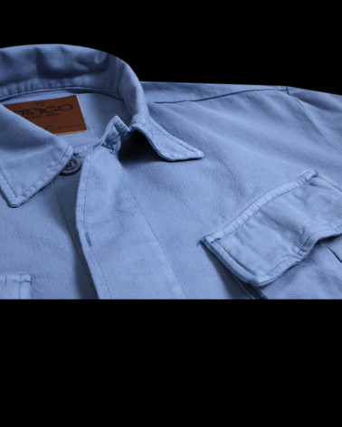 détail de la Veste Toile Boutonnée Ohio Otago Rugby indigo marine pour Homme