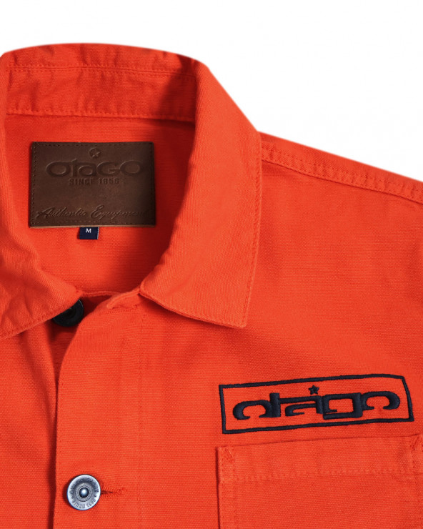 broderie de la Veste en Toile Boutonnée Otago Rugby orange pour Homme