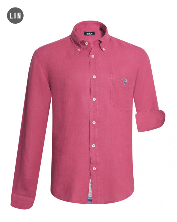 face de la chemise LIN BUENOS AIRES manches longues Otago framboise homme