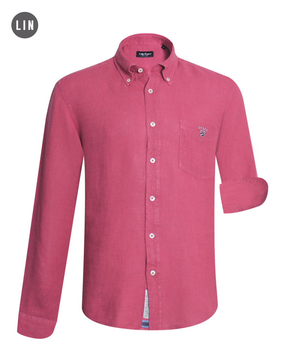 face de la chemise LIN BUENOS AIRES manches longues Otago framboise homme