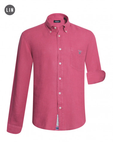 face de la chemise LIN BUENOS AIRES manches longues Otago framboise homme