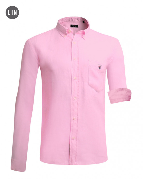 face de la chemise LIN rose homme BUENOS AIRES manches longues Otago