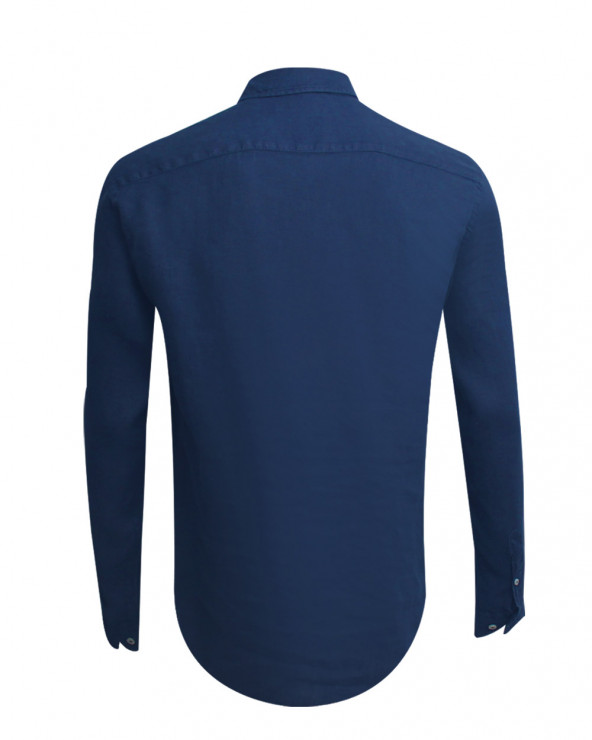dos de la Chemise LIN BUENOS AIRES bleu indigo Manches Longues Otago pour Homme