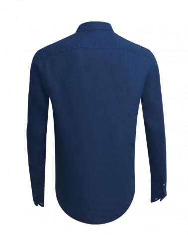 dos de la Chemise LIN BUENOS AIRES bleu indigo Manches Longues Otago pour Homme