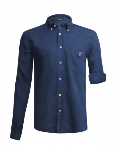 face de la Chemise LIN BUENOS AIRES bleu indigo Manches Longues Otago pour Homme