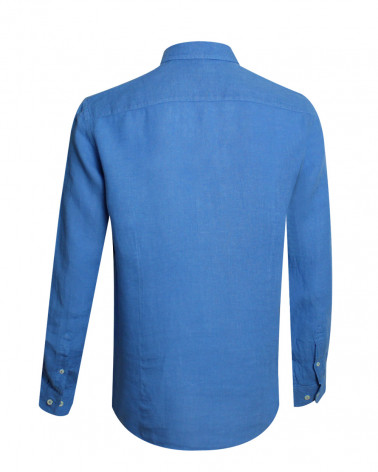 dos de la Chemise LIN bleu Azur pour homme BUENOS AIRES Manches Longues Otago