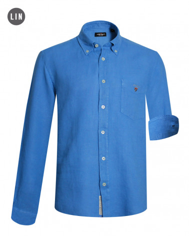 face de la Chemise LIN bleu Azur pour homme BUENOS AIRES Manches Longues Otago