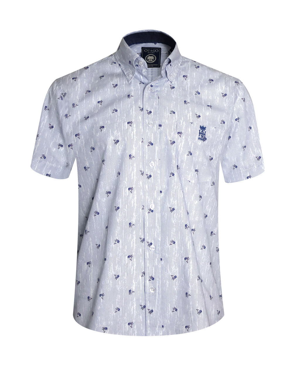 face de la Chemise manches courtes 155 Otago rugby rayée bleu marine à motifs pour homme