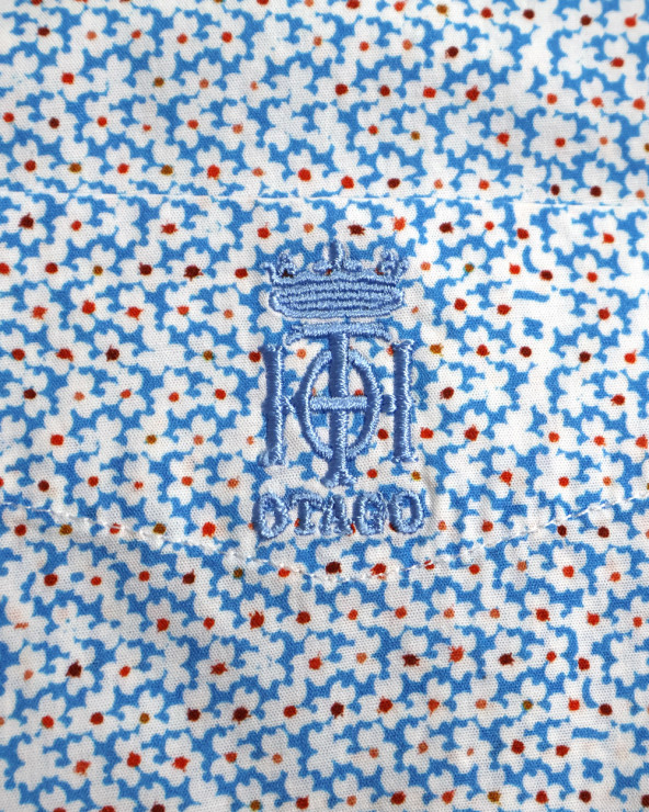 broderie de la Chemise manches courtes 157 Otago rugby bleue à motifs fleuris pour homme