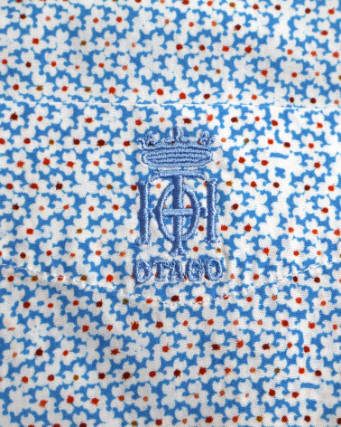 broderie de la Chemise manches courtes 157 Otago rugby bleue à motifs fleuris pour homme