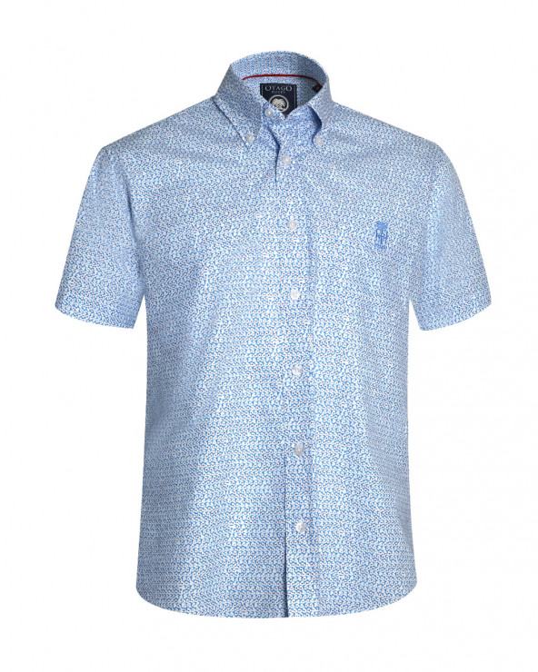 face de la Chemise manches courtes 157 Otago rugby bleue à motifs fleuris pour homme