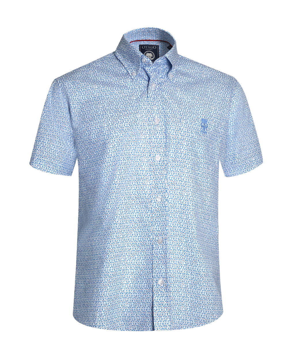 face de la Chemise manches courtes 157 Otago rugby bleue à motifs fleuris pour homme