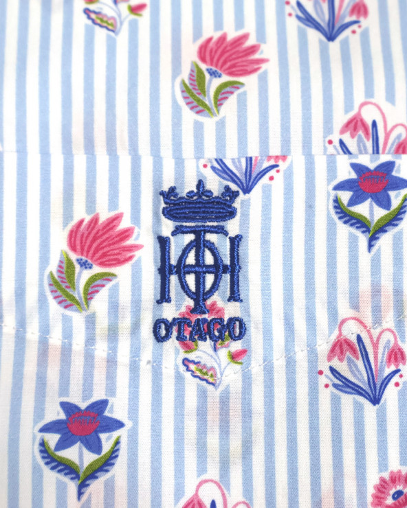 broderie de la Chemise manches courtes 159 Otago rugby rayée bleu ciel à motifs fleuris pour homme