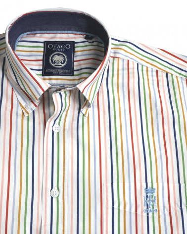 col de la Chemise manches courtes 160 Otago rugby rayée multicolore pour homme