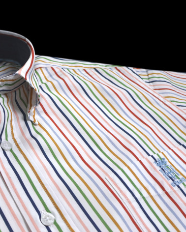détail de la Chemise manches courtes 160 Otago rugby rayée multicolore pour homme