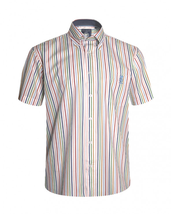 face de la Chemise manches courtes 160 Otago rugby rayée multicolore pour homme