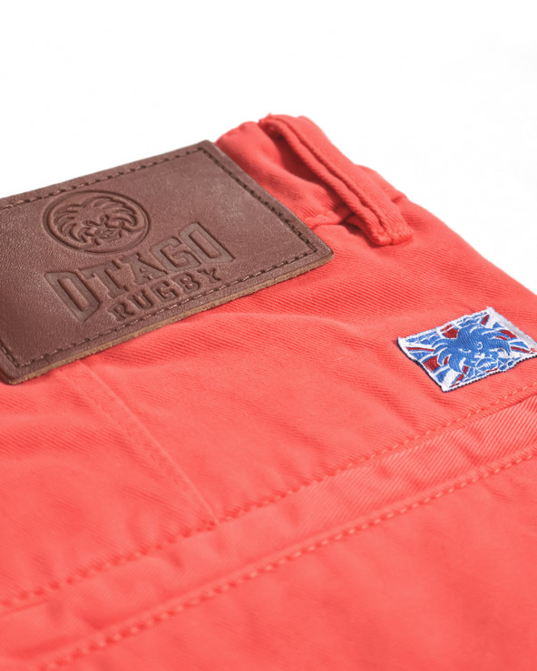 détail du face du Bermuda Rillus Otago rugby orange JJ pour homme