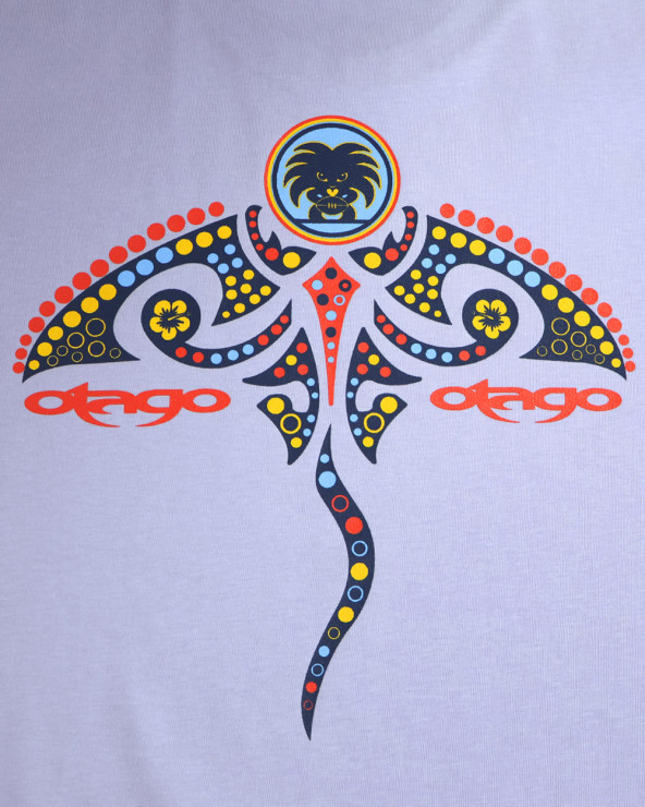 visuel sérigraphié du Tee-shirt Mantaflo Otago rugby parme coton Bio pour homme