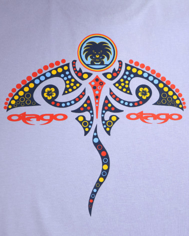 visuel sérigraphié du Tee-shirt Mantaflo Otago rugby parme coton Bio pour homme