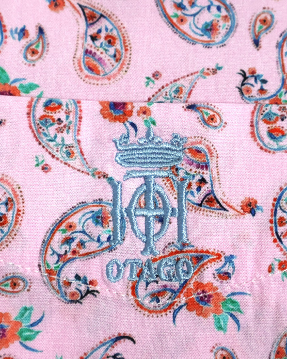 broderie sur la poche côté cœur de la Chemise manches courtes 158 Otago rugby rose à motifs pour homme