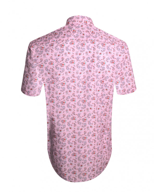 dos de la Chemise manches courtes 158 Otago rugby rose à motifs pour homme