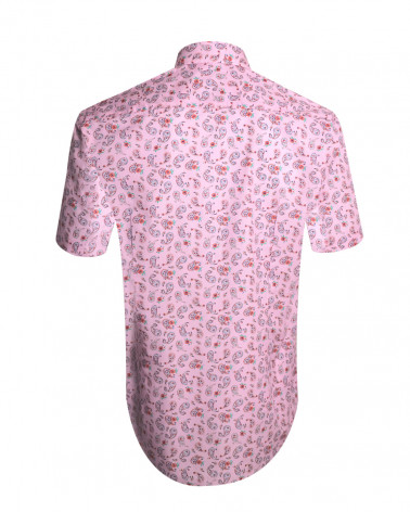 dos de la Chemise manches courtes 158 Otago rugby rose à motifs pour homme