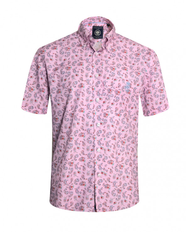 face de la Chemise manches courtes 158 Otago rugby rose à motifs pour homme