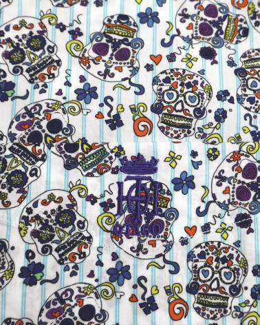 broderie de la Chemise manches courtes 161 Otago rugby rayée bleu ciel à motifs pour homme