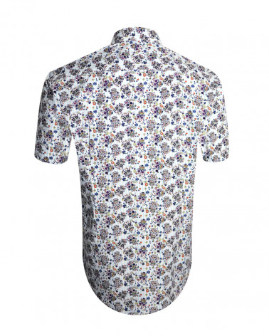 dos de la Chemise manches courtes 161 Otago rugby rayée bleu ciel à motifs pour homme