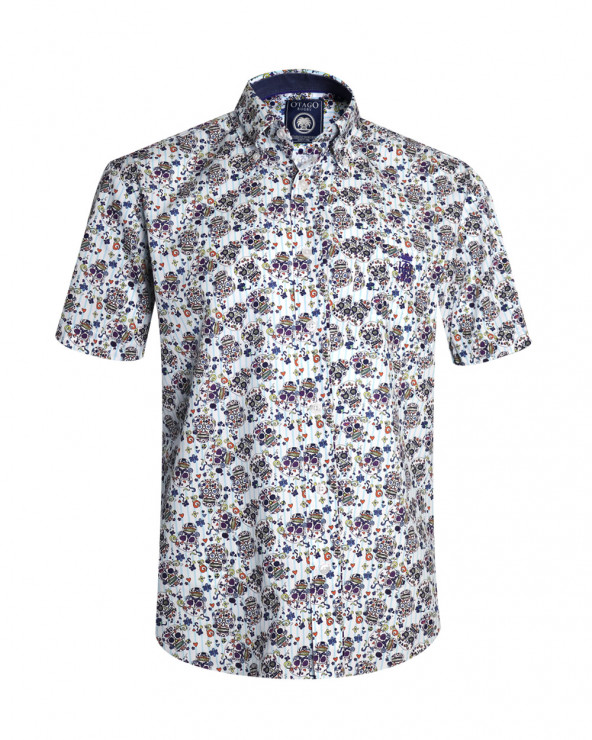 face de la Chemise manches courtes 161 Otago rugby rayée bleu ciel à motifs pour homme