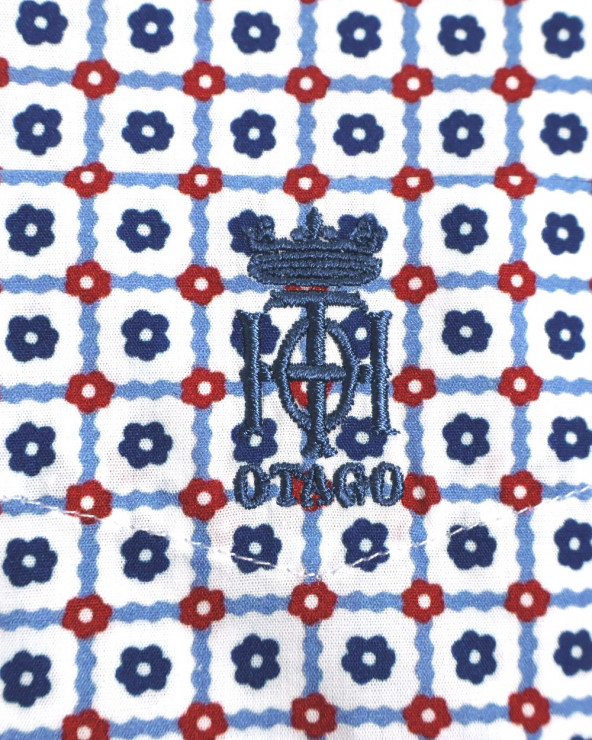 broderie de la Chemise manches courtes 162 Otago rugby à motifs bleu rouge pour homme