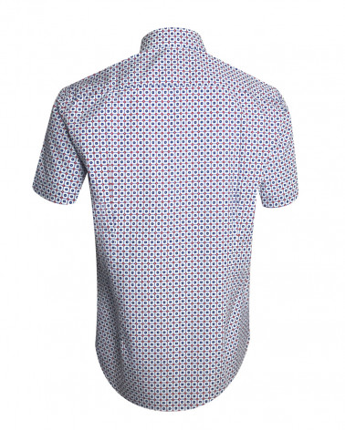 dos de la Chemise manches courtes 162 Otago rugby à motifs bleu rouge pour homme