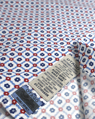 patte de la Chemise manches courtes 162 Otago rugby à motifs bleu rouge pour homme