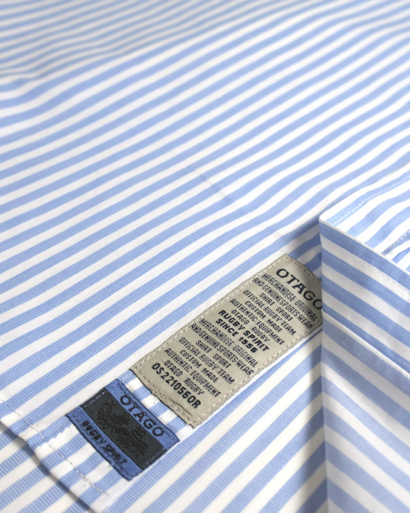 patte de la Chemise manches courtes 163 Otago rugby rayée bleu ciel pour homme