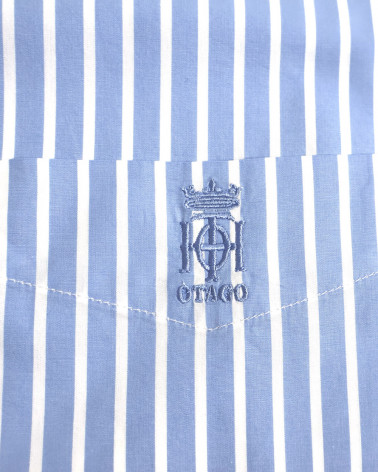 broderie sur la poche côté cœur de la Chemise manches courtes 164 Otago rugby rayée bleu ciel pour homme