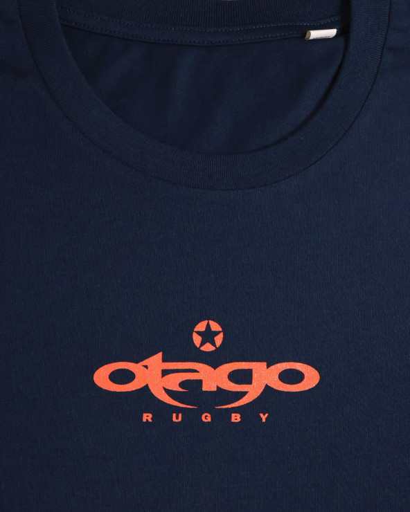 sérigraphie devant du Tee-shirt Pacitort Otago rugby bleu marine col rond pour homme